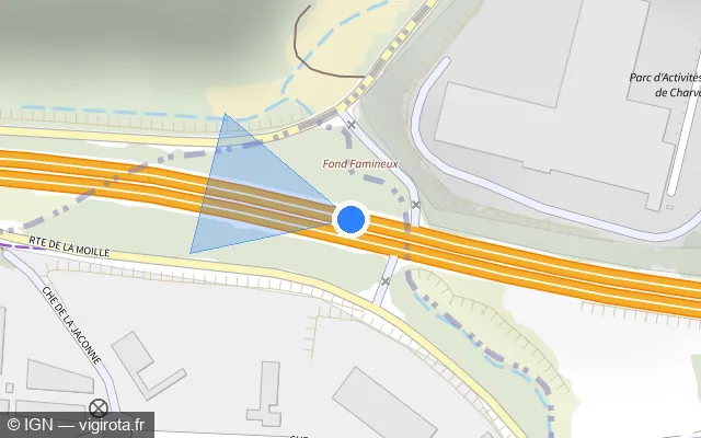 Vue plan de l'emplacement du radar discriminant à Chasse-sur-Rhône sur A 46 / E 15