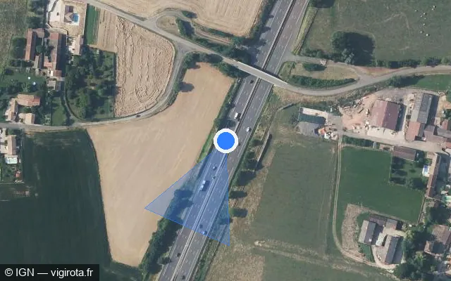 Vue satellite de l'emplacement du radar discriminant à Montbellet sur A 6 / E 15 / E 21 / Autoroute du Soleil