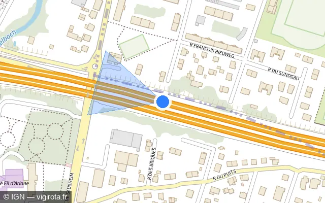 Vue plan de l'emplacement du radar discriminant à Illzach sur A 36 / E 54 / E 60 / La Comtoise