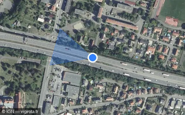 Vue satellite de l'emplacement du radar discriminant à Illzach sur A 36 / E 54 / E 60 / La Comtoise