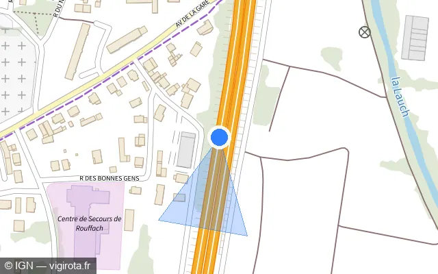 Vue plan de l'emplacement du radar discriminant à Rouffach sur D 83