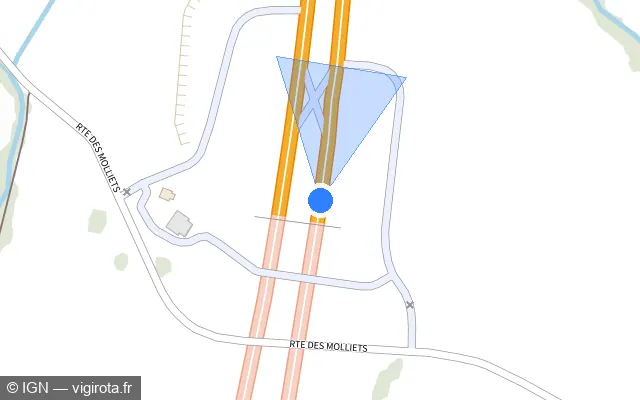 Vue plan de l'emplacement du radar discriminant à Présilly sur A 41 / Liane