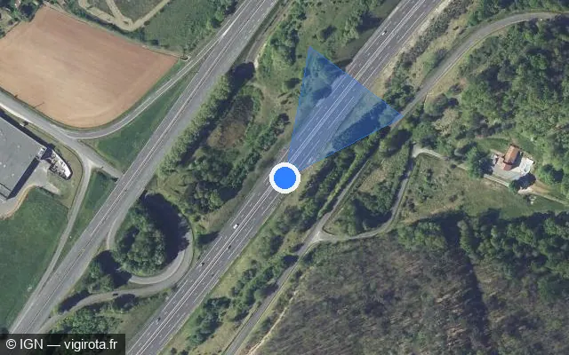 Vue satellite de l'emplacement du radar discriminant à Neuvic sur A 89 / E 70 / La Transeuropéenne