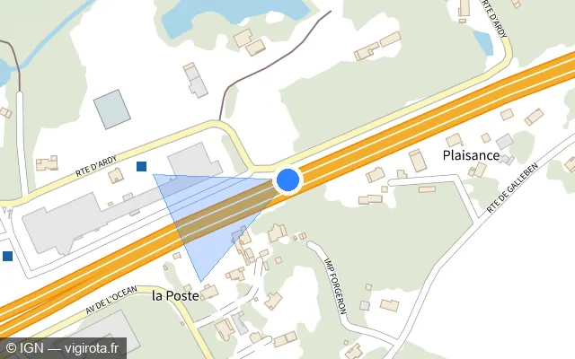 Vue plan de l'emplacement du radar discriminant à Mées sur D 824