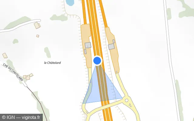 Vue plan de l'emplacement du radar discriminant à Copponex sur A 41 / Liane