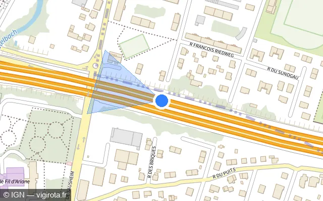 Vue plan de l'emplacement du radar discriminant à Illzach sur A 36 / E 54 / E 60 / La Comtoise