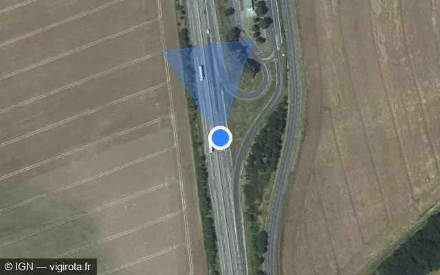 Vue satellite de l'emplacement du radar discriminant à Chavigny-Bailleul sur N 154