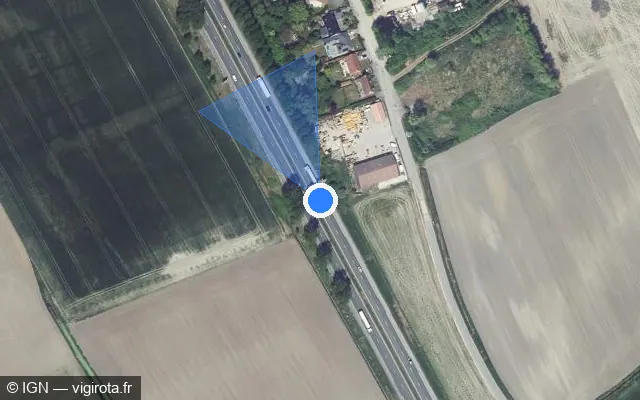 Vue satellite de l'emplacement du radar discriminant à Bierne sur N 225 / E 42