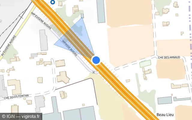 Vue plan de l'emplacement du radar discriminant à La Garde sur A 570