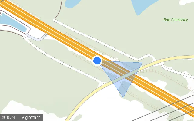Vue plan de l'emplacement du radar discriminant à Foucherans sur A 39 / Autoroute Verte