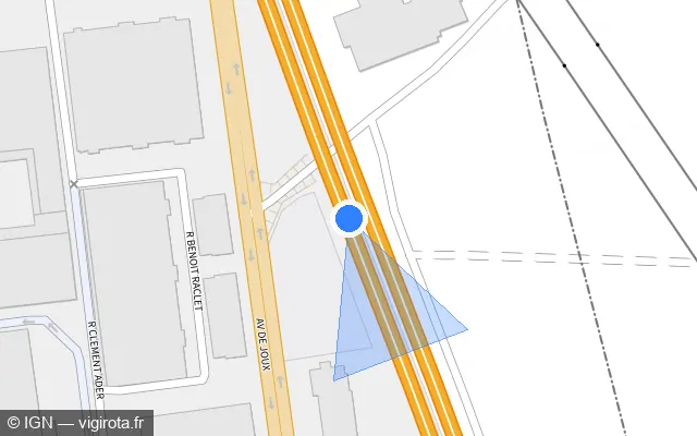 Vue plan de l'emplacement du radar discriminant à Beauregard sur A 6 / E 15 / Autoroute du Soleil
