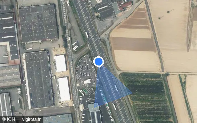 Vue satellite de l'emplacement du radar discriminant à Beauregard sur A 6 / E 15 / Autoroute du Soleil