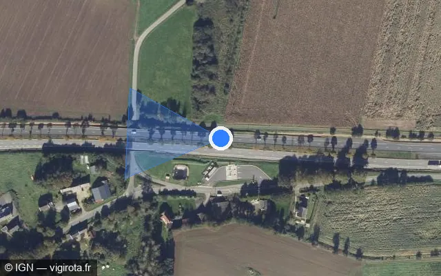 Vue satellite de l'emplacement du radar discriminant à Landivisiau sur N 12 / E 50