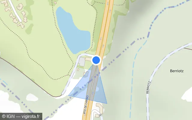 Vue plan de l'emplacement du radar discriminant à Bassussarry sur Route de Cambo
