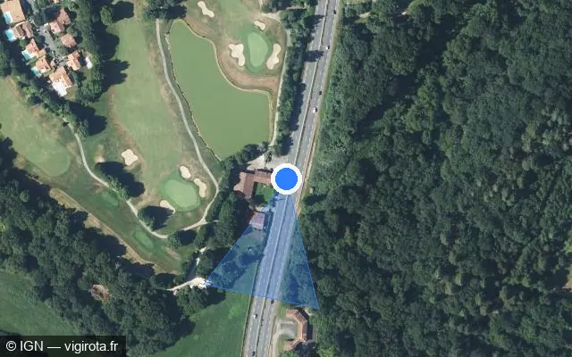 Vue satellite de l'emplacement du radar discriminant à Bassussarry sur Route de Cambo