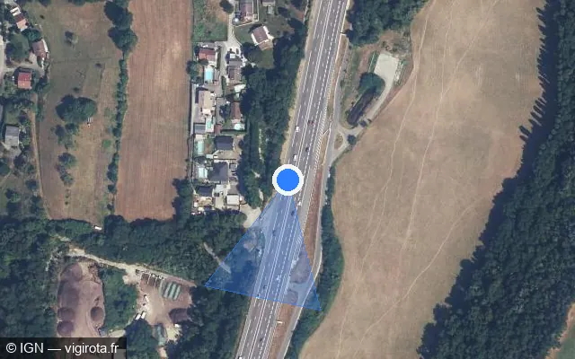 Vue satellite de l'emplacement du radar discriminant à Voglans sur A 41 / E 712