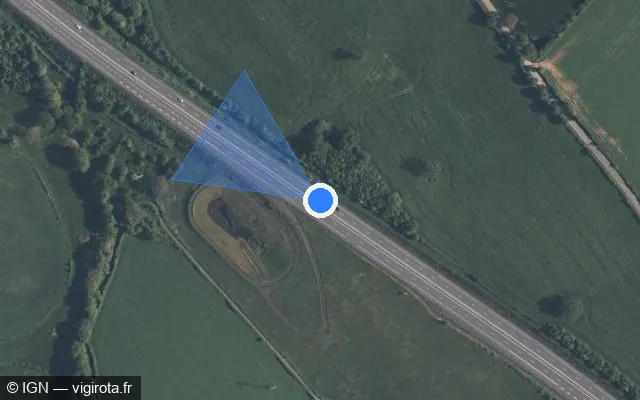 Vue satellite de l'emplacement du radar discriminant à La Tessoualle sur N 249 / E 62