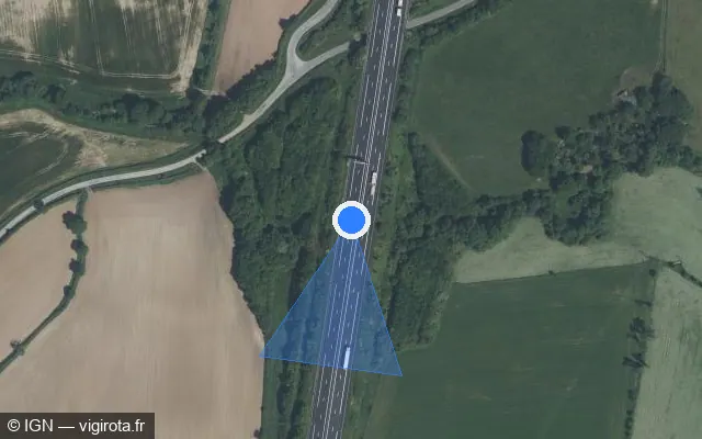 Vue satellite de l'emplacement du radar discriminant à Trémentines sur A 87