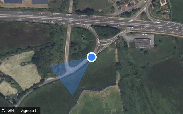 Vue satellite de l'emplacement du radar discriminant à Le Mêle-sur-Sarthe sur route de la cidrerie