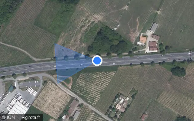 Vue satellite de l'emplacement du radar discriminant à Vayres sur N 89 / E 70