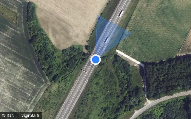 Vue satellite de l'emplacement du radar discriminant à Novy-Chevrières sur A 34 / E 46 / E 420 / L'Ardennaise