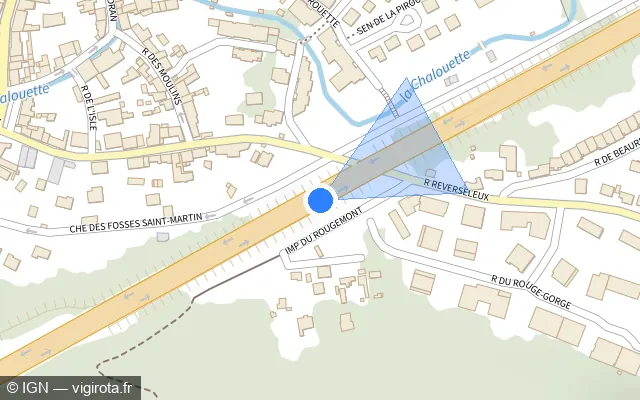 Vue plan de l'emplacement du radar discriminant à Étampes sur Route Nationale de Paris à Toulouse / N 20