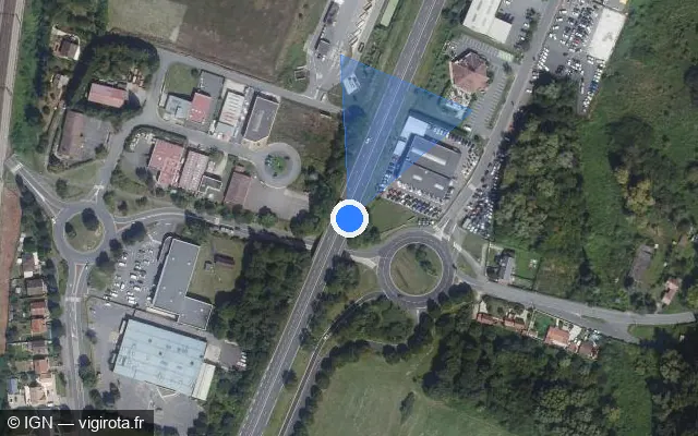 Vue satellite de l'emplacement du radar discriminant à Étréchy sur Route Nationale de Paris à Toulouse / N 20