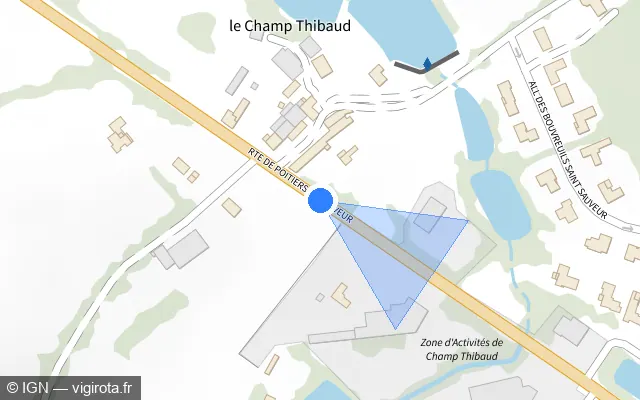 Vue plan de l'emplacement du radar discriminant à Boismé sur Route de Poitiers / N 149 / E 62