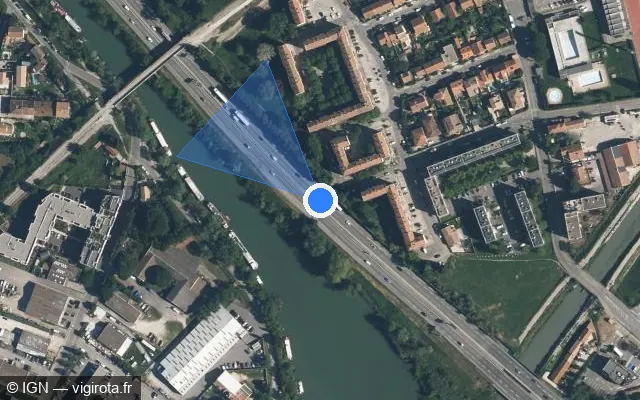 Vue satellite de l'emplacement du radar discriminant à Fourques sur N 113 / E 80 / La Camarguaise