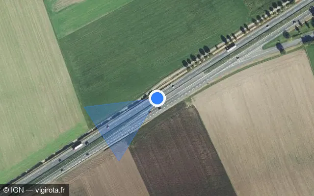 Vue satellite de l'emplacement du radar discriminant à Gavrelle sur D 950
