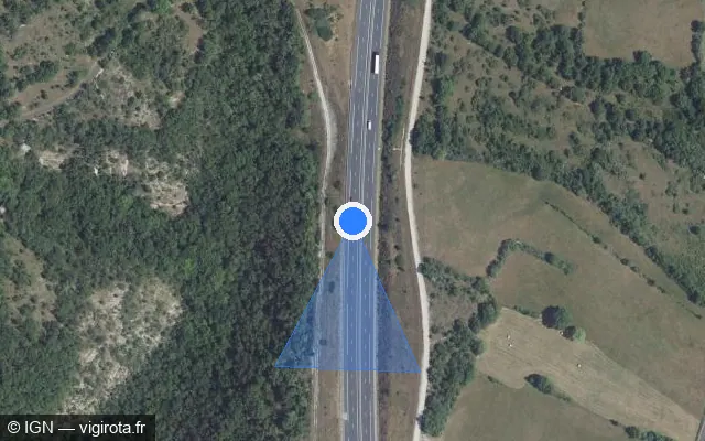 Vue satellite de l'emplacement du radar discriminant à Nadillac sur A 20 / E 09 / L'Occitane