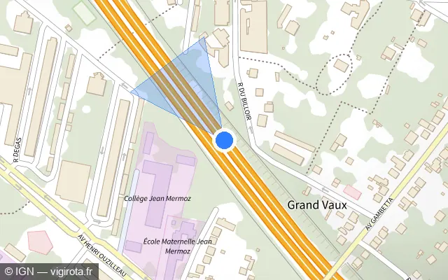 Vue plan de l'emplacement du radar discriminant à Savigny-sur-Orge sur A 6 / E 15 / Autoroute du Soleil