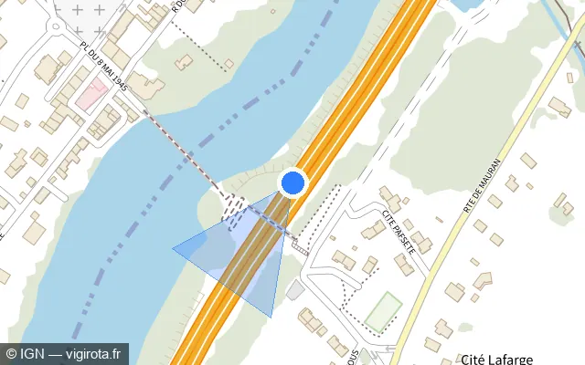 Vue plan de l'emplacement du radar discriminant à Boussens sur A 64 / E 80 / La Pyrénéenne