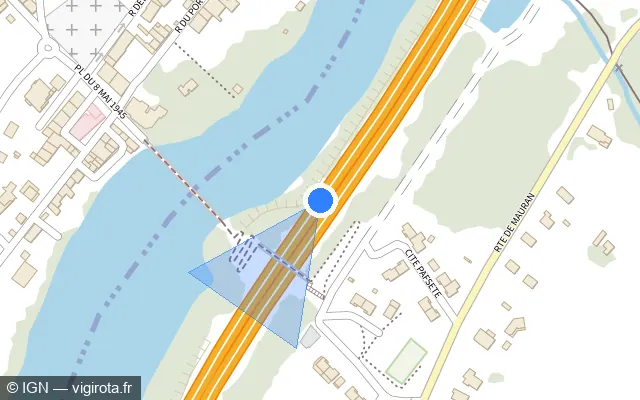 Vue plan de l'emplacement du radar discriminant à Boussens sur A 64 / E 80 / La Pyrénéenne
