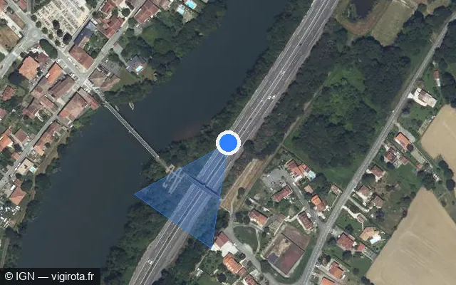 Vue satellite de l'emplacement du radar discriminant à Boussens sur A 64 / E 80 / La Pyrénéenne