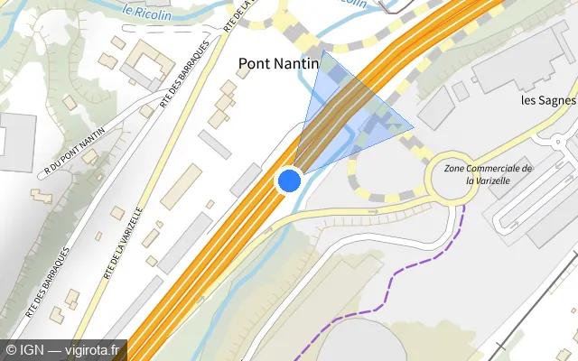 Vue plan de l'emplacement du radar discriminant à Saint-Chamond sur N 88