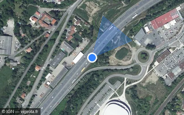 Vue satellite de l'emplacement du radar discriminant à Saint-Chamond sur N 88