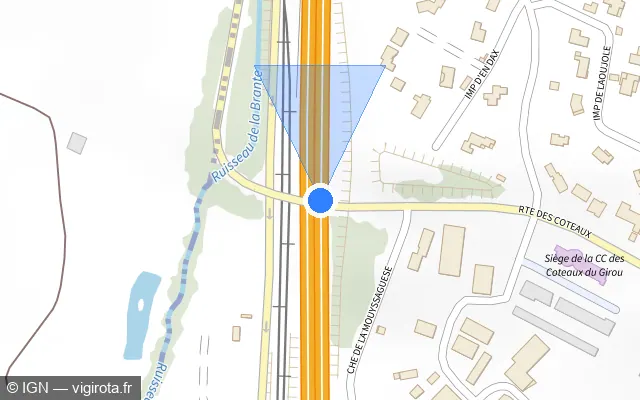 Vue plan de l'emplacement du radar discriminant à Gragnague sur A 68 / Autoroute du Pastel