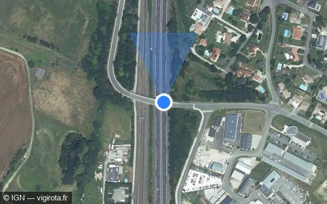 Vue satellite de l'emplacement du radar discriminant à Gragnague sur A 68 / Autoroute du Pastel
