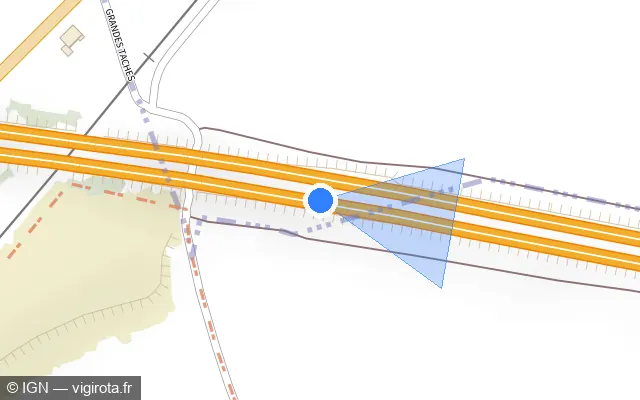 Vue plan de l'emplacement du radar discriminant à Béligneux sur A 42 / E 611 / Autoroute de la Saône et du Rhône