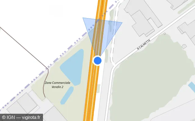 Vue plan de l'emplacement du radar discriminant à Bénifontaine sur N 47 / Voie Rapide de Illies à Lens