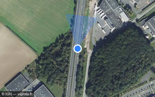 Vue satellite de l'emplacement du radar discriminant à Bénifontaine sur N 47 / Voie Rapide de Illies à Lens