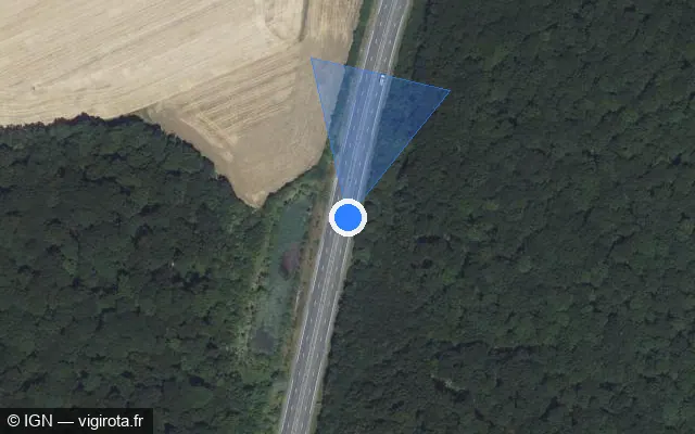 Vue satellite de l'emplacement du radar discriminant à Leménil-Mitry sur N 57 / E 23