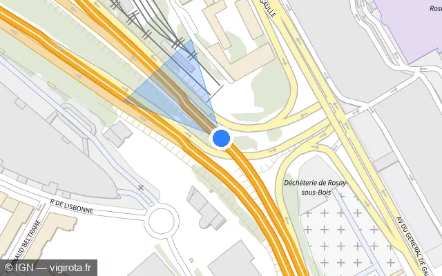 Vue plan de l'emplacement du radar discriminant à Rosny-sous-Bois sur A 86
