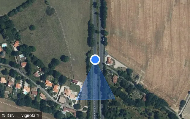 Vue satellite de l'emplacement du radar discriminant à Bellevigny sur D 763