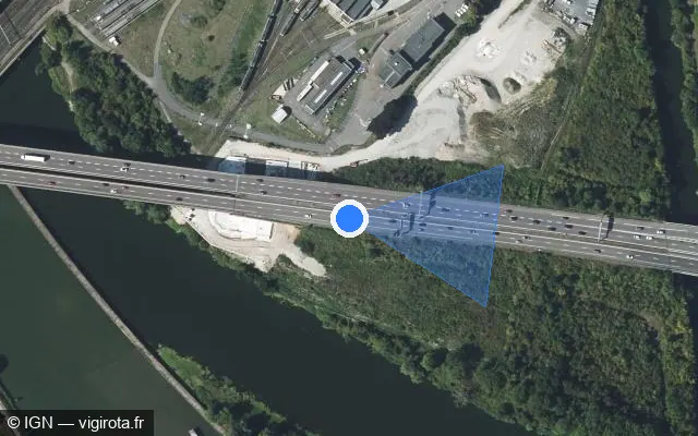 Vue satellite de l'emplacement du radar discriminant à Terville sur A 31 / E 25 / Autoroute de Lorraine-Bourgogne