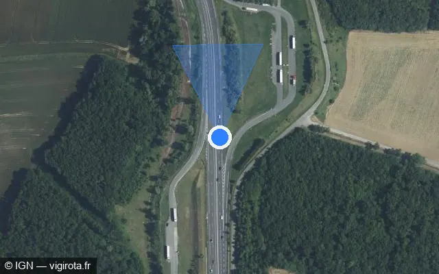 Vue satellite de l'emplacement du radar discriminant à Lias sur D 1124
