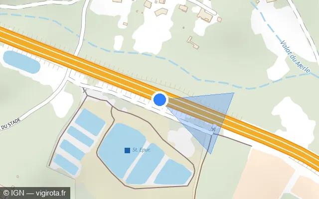 Vue plan de l'emplacement du radar discriminant à Vézénobres sur N 106
