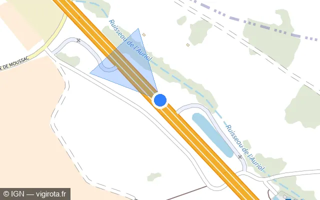 Vue plan de l'emplacement du radar discriminant à Sauzet sur N 106