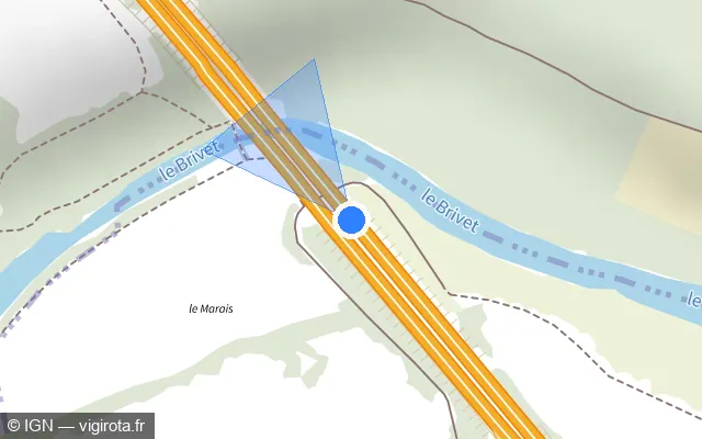 Vue plan de l'emplacement du radar discriminant à Pontchâteau sur N 165 / E 60 / Voie Express de Nantes à Brest